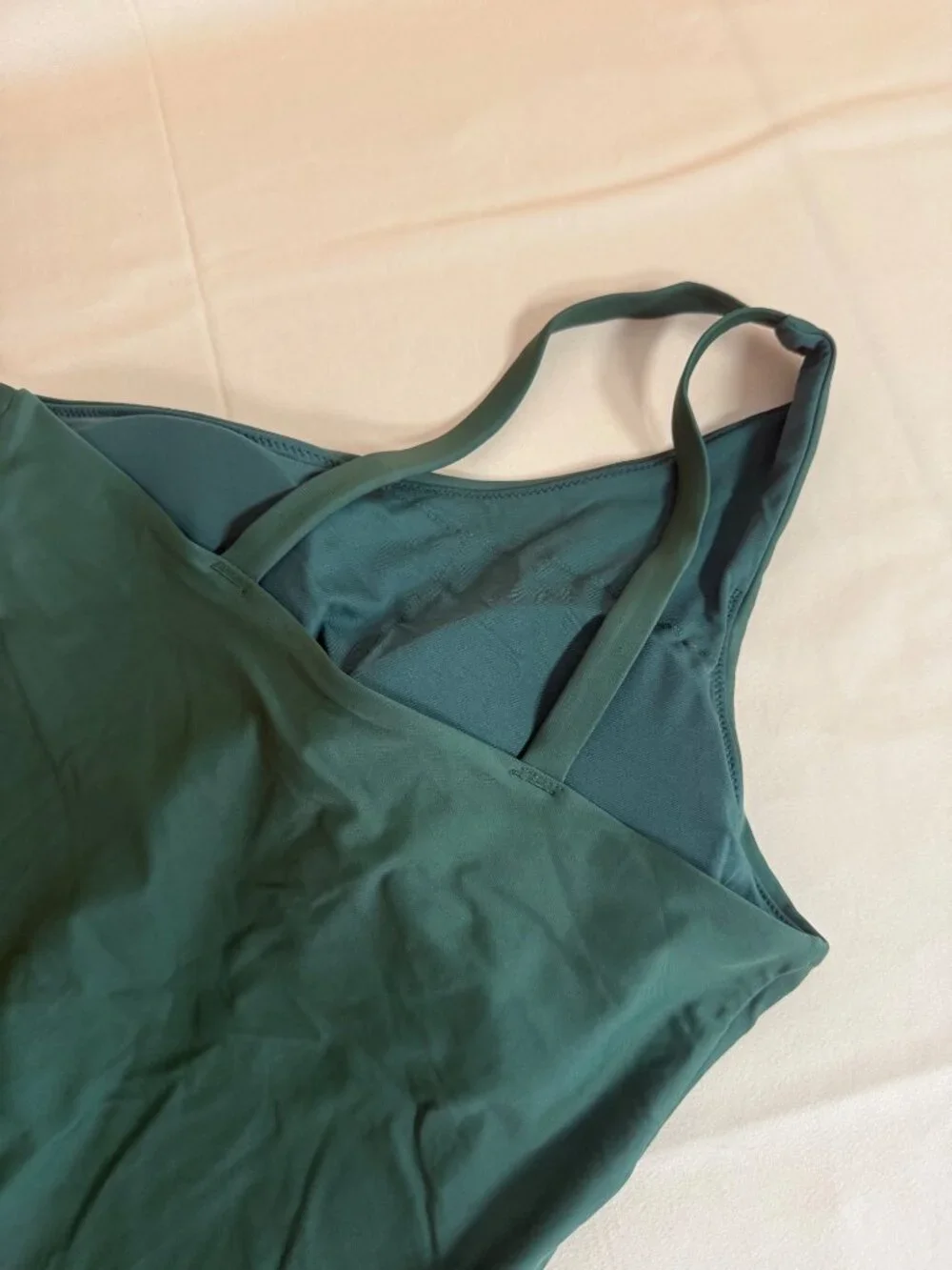 Quince Italian One Shoulder Swimsuit Palm Green High Compression Large